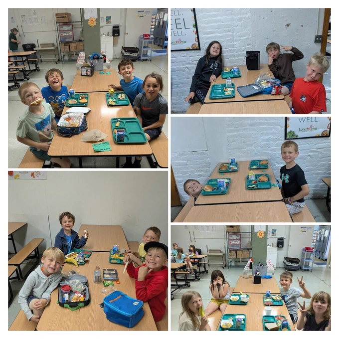 Students at special lunchroom table