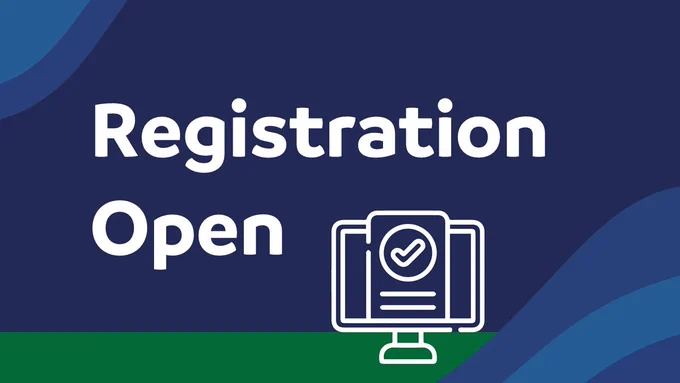 Graphic that reads "Registration Open"