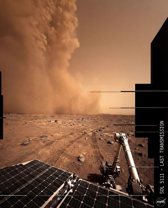 🚨: 'My battery is low and it's getting dark' 

This was the last message sent by Opportunity Rover before losing the contact with Earth and shutting down forever after battling an extreme sand storm on Mars.

Rover was expected to survive only 90-days on Mars but it kept exploring the Red Planet for nearly 15 years.

Sent from 225 million miles from Earth, these last words will forever be remembered.