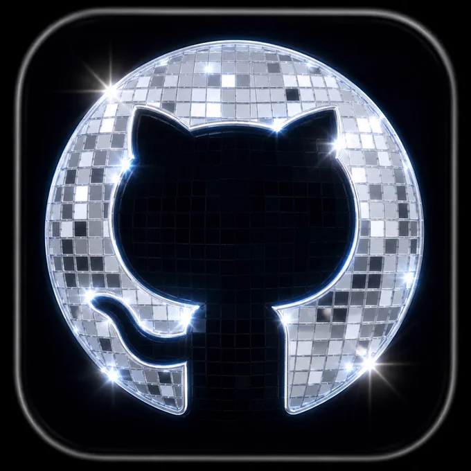 GitHub logo designed as a disco ball