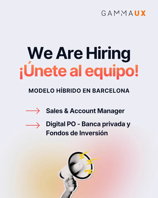 Buscamos 2 perfiles para incorporarse al equipo GammaUX en modelo de trabajo híbrido