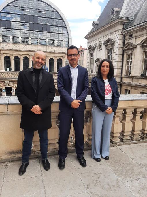 Laurent Bosetti et des représentants du collectif ZTL Lyon