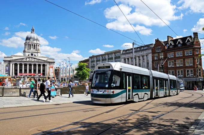 A tram in Nottingham.