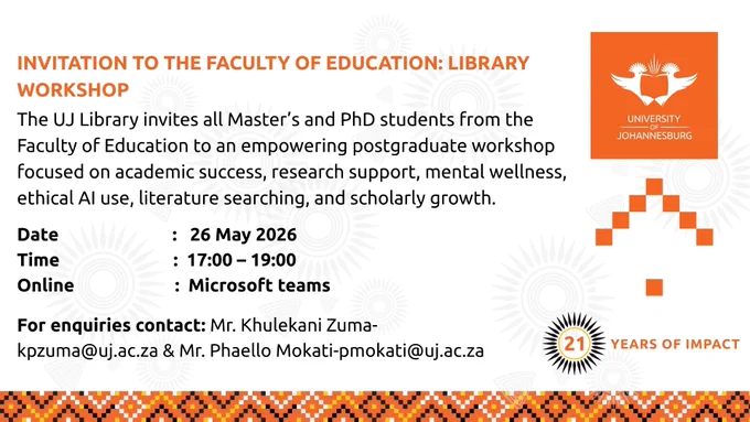 INVITATION: All Master's and PhD students from the Faculty of Education
