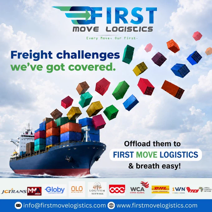 🚢📦 Freight Challenges? We’ve Got You Covered.

In today’s fast-moving global market, logistics challenges can slow businesses down — but the right logistics partner makes all the difference.

At First Move Logistics, we help businesses move cargo efficiently across borders with dependable freight forwarding, supply chain coordination, and global shipping solutions tailored to your needs.

✅ Reliable Ocean Freight Services
📦 Efficient Cargo Handling
🌍 Global Logistics Network
🚛 Seamless Supply Chain Support

From complex shipments to time-sensitive deliveries, we help you offload the stress and keep your business moving smoothly.

Offload your freight challenges to First Move Logistics — and breathe easy.

🌐 Connect with us
🌍 www.firstmovelogistics.com

📧 info@firstmovelogistics.com

🔗 Our Social Handles

First Move Logistics
Facebook : https://www.facebook.com/firstmovelogistics

Instagram : https://www.instagram.com/firstmovelogistics

LinkedIn : www.linkedin.com/company/firs