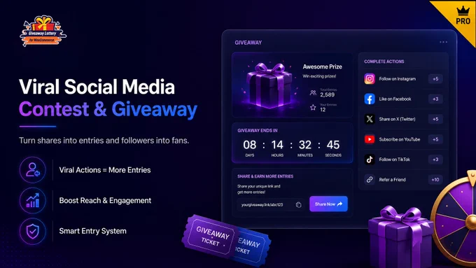 New feature: Viral Social Contest Addon of Giveaway Lottery for WooCommerce