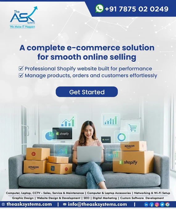 𝗔 𝗰𝗼𝗺𝗽𝗹𝗲𝘁𝗲 𝗘-𝗰𝗼𝗺𝗺𝗲𝗿𝗰𝗲 𝘀𝗼𝗹𝘂𝘁𝗶𝗼𝗻 𝗯𝘂𝗶𝗹𝘁 𝘁𝗼 𝘀𝗶𝗺𝗽𝗹𝗶𝗳𝘆 𝗼𝗻𝗹𝗶𝗻𝗲 𝘀𝗲𝗹𝗹𝗶𝗻𝗴 𝗮𝗻𝗱 𝘀𝘂𝗽𝗽𝗼𝗿𝘁 𝘀𝘁𝗲𝗮𝗱𝘆 𝗯𝘂𝘀𝗶𝗻𝗲𝘀𝘀 𝗴𝗿𝗼𝘄𝘁𝗵

A professionally developed Shopify website helps create a smooth, reliable and engaging shopping experience that customers trust across all devices. Performance-focused design ensures faster loading and better usability.

Key features included:
• Easy product listing and inventory control
• Simple order tracking and management
• Organised customer data handling
• Clean, responsive Shopify store design
• Performance-optimised setup for better conversions

A structured e-commerce platform reduces manual effort and keeps daily operations organised while supporting future expansion.

Start selling online with a setup designed for clarity, performance and results, let us build your store the right way.

WhatsApp to know more:
https://wa.me/message/TFPSLDEGE6MWE1

#EcommerceSolutions #ShopifyWebsite #OnlineSell