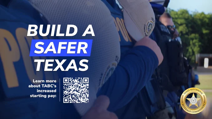 Build a safer Texas. Learn more about TABC's increased starting pay: https://www.tabc.texas.gov/about-us/careers/agent-recruitment/