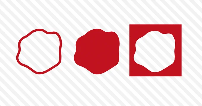 Three shape variations (filled, border-only, and cutout)
