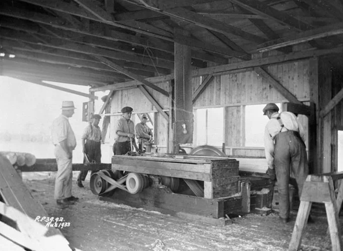Sawmill at Army Unemployment Relief Project No. 39, Valcartier, Quebec, 1933