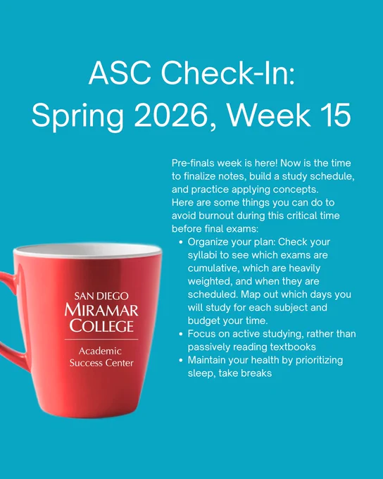 On a solid teal background, There is a heading in white text centered at the top. Underneath the heading is smaller white text that occupies the right half of the image. To the left of the text is a photo of a red coffee mug with a handle that bleeds over the edge of the image. The ASC's logo is on the coffee mug.