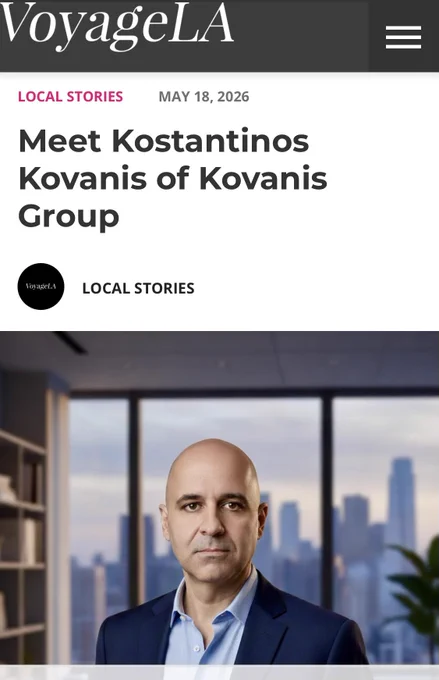 ALT TEXT:

Professional portrait of Kostantinos Kovanis, founder of Kovanis Group, representing over 30 years of experience across film, technology, media, and finance. The image symbolizes an entrepreneurial journey from Athens, Greece to Beverly Hills, California, highlighting leadership, resilience, innovation, and the evolution of modern media and creative business.