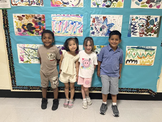 Kids with artwork