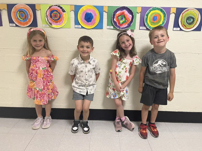Kids with artwork
