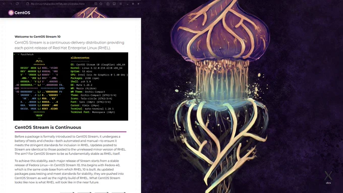 A screenshot showing XLibre running on CentOS Stream.