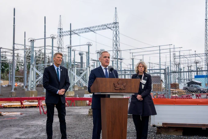 Prime Minister Carney at a hydro substation in Terrace, British Columbia.