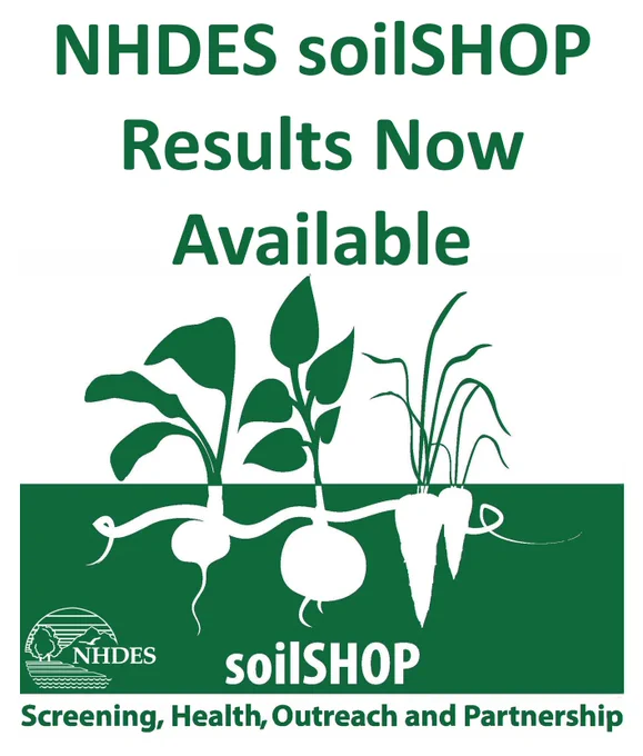 Flyer stating that N H D E S soil shop results for april 2026 are now available online.