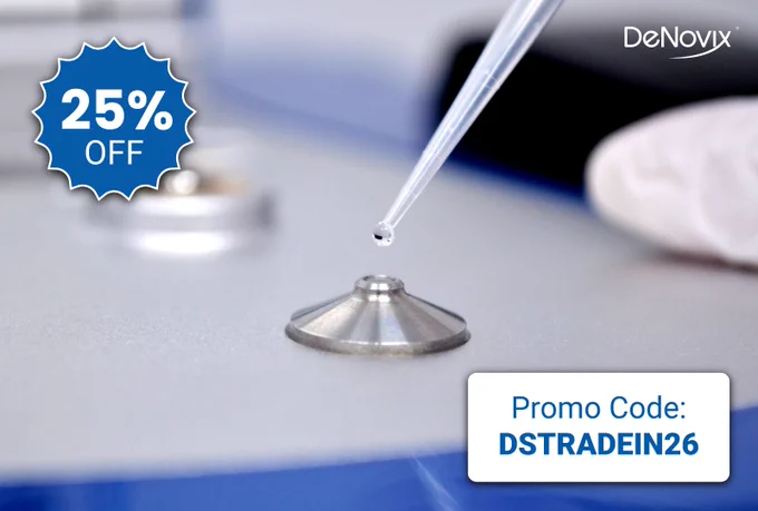 25% Off DS-Series Spectrophotometers / Fluorometers when you trade in a microvolume spectrophotometer