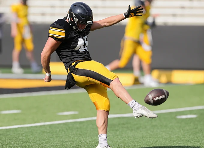 Iowa Hawkeyes punter Nick Phelps (45) during practice at Kinnick Stadium in Iowa City, IA on Saturday, April 24, 2021.