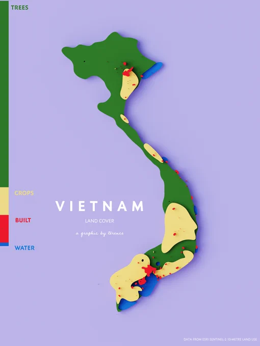 A visualisation of Vietnam's land cover