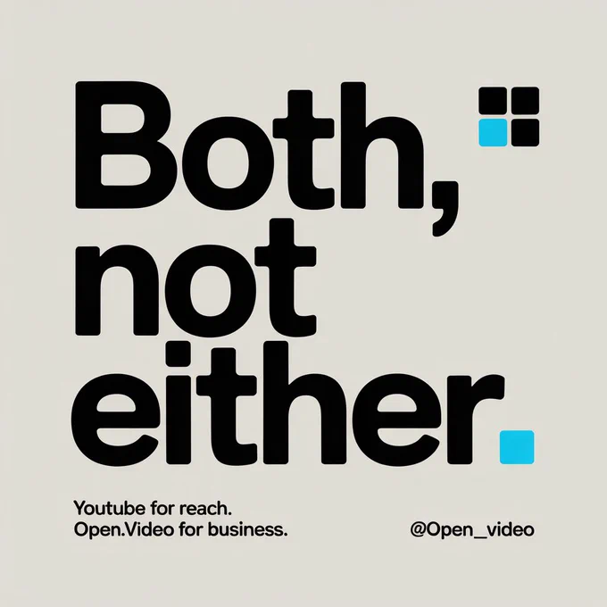 BOTH, NOT EITHER YouTube for reach. Open.Video for business.