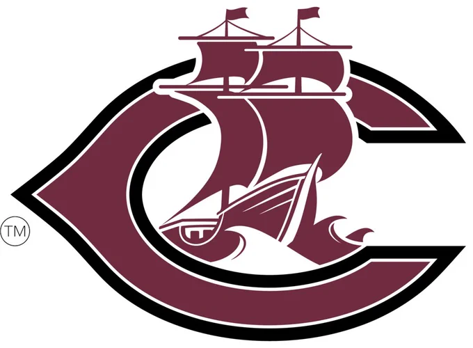c with ship Columbus logo in maroon, white and black
