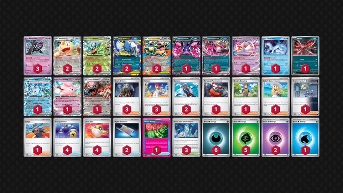 Pokémon: 19
3 Munkidori TWM 95
2 Meowth ex POR 62
2 Teal Mask Ogerpon ex TWM 25
2 Mega Absol ex MEG 86
2 Mega Kangaskhan ex MEG 104
1 Pecharunt ex SFA 39
1 Fezandipiti ex ASC 142
1 Latias ex SSP 76
1 Chien-Pao SSP 56
1 Yveltal MEG 88
1 Wellspring Mask Ogerpon ex TWM 64
1 Lillie's Clefairy ex JTG 56
1 Bloodmoon Ursaluna ex TWM 141

Trainer: 27
3 Boss's Orders MEG 114
3 Crispin SCR 133
2 Cyrano SSP 170
1 Xerosic's Machinations SFA 64
1 Brock's Scouting JTG 146
1 Lillie's Determination MEG 119
1 Ciphermaniac's Codebreaking TEF 145
1 Judge POR 76
4 Energy Switch MEG 115
4 Ultra Ball MEG 131
2 Night Stretcher ASC 196
1 Unfair Stamp TWM 165
3 Area Zero Underdepths SCR 131

Energy: 14
6 Darkness Energy MEE 7
5 Grass Energy MEE 1
2 Psychic Energy MEE 5
1 Water Energy MEE 3