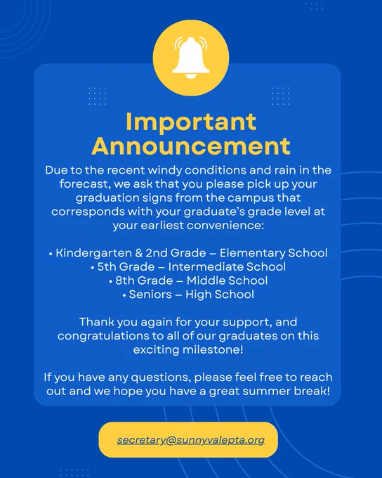 PTA - Graduation Sign Pick Up