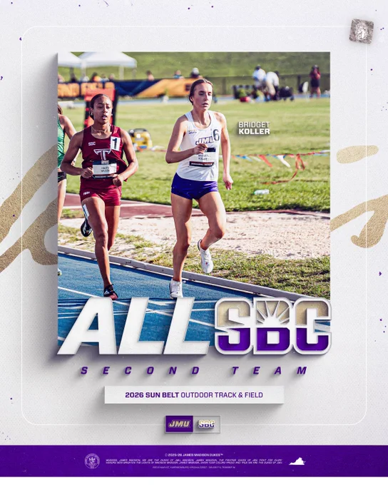Graphic for Bridget Koller being named All-Sun Belt Second Team after getting silver in the 800 meters at the Sun Belt Outdoor Championship.