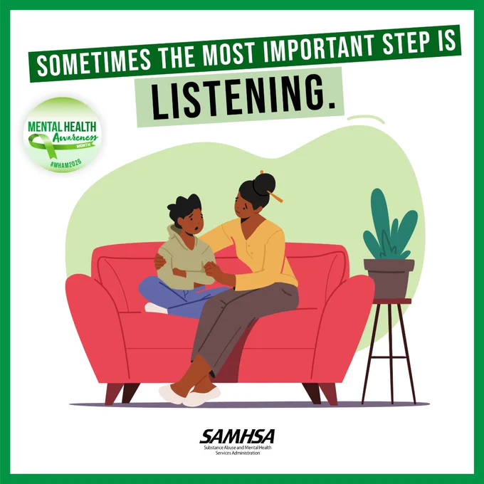Graphic with text: “Sometimes the most important step is listening.” MHAM 2026 logo.