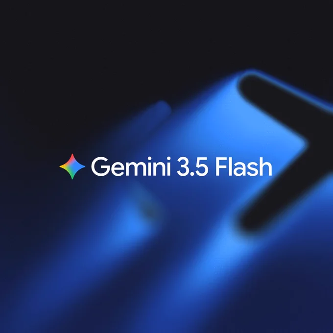Text that says Gemini 3.5 Flash set against a deep blue background.