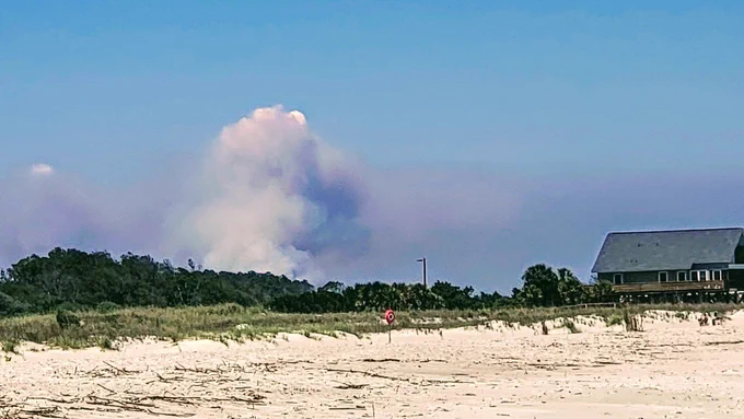 Wildfire in Waccamaw Wildlife Refuge near Longwood Landing.
