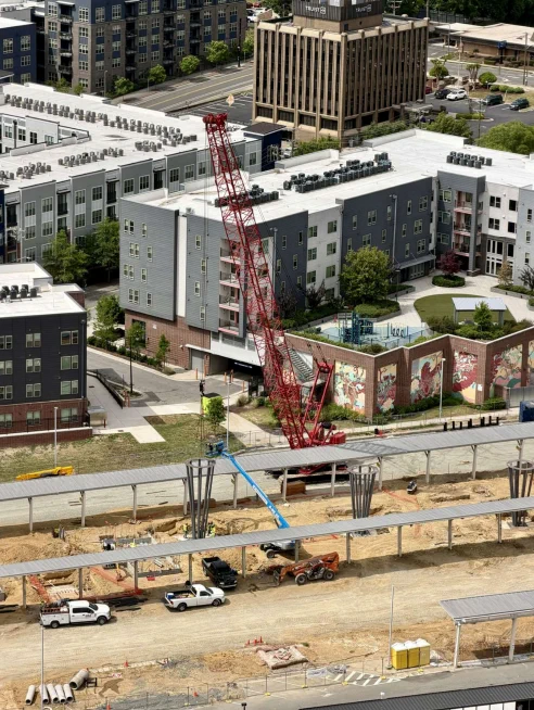 Overview photo of the massive crane at Durham Station