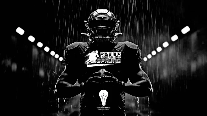 Football Player in the rain with the SFHS and CSE logos superimposed.