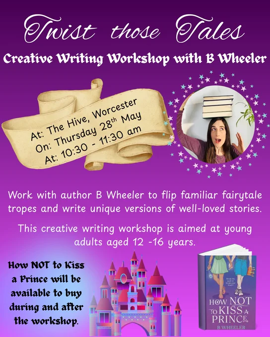 Creative writing workshop with B Wheeler on Thursday 28th May 10:30 until 11:30am for 12-16 year olds