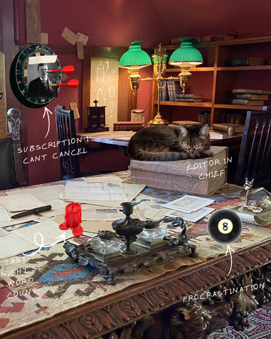 A digital graphic of Mark Twain's desk
