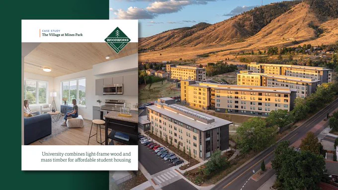  The Village at Mines Park Case Study live! Combining light-frame wood construction with prefabricated cross-laminated timber (#CLT) floor and ceiling panels and #Glulam beams – it’s one of the largest CLT hybrid student housing developments in the United States! 