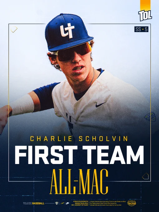 Photo of Charlie Scholvin in First Team All-MAC graphic