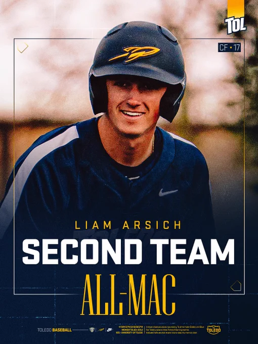 Photo of Liam Arsich in Second Team All-MAC graphic