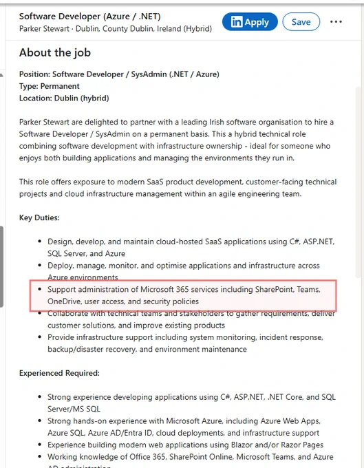 Azure / .NET / and M365 admin