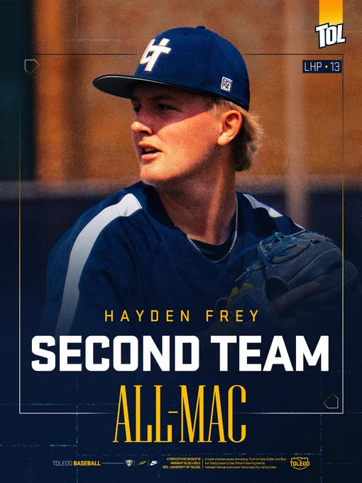 Photo of Hayden Frey in Second Team All-MAC graphic