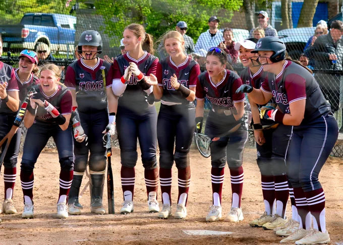Waiting for Olivia after her second HR of the game.