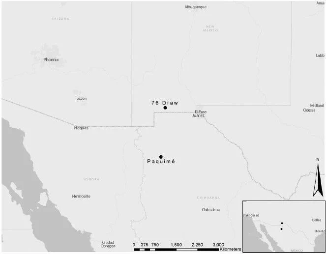 Willhite 2016. Geographic locations of 76 Draw and Paquimé.
