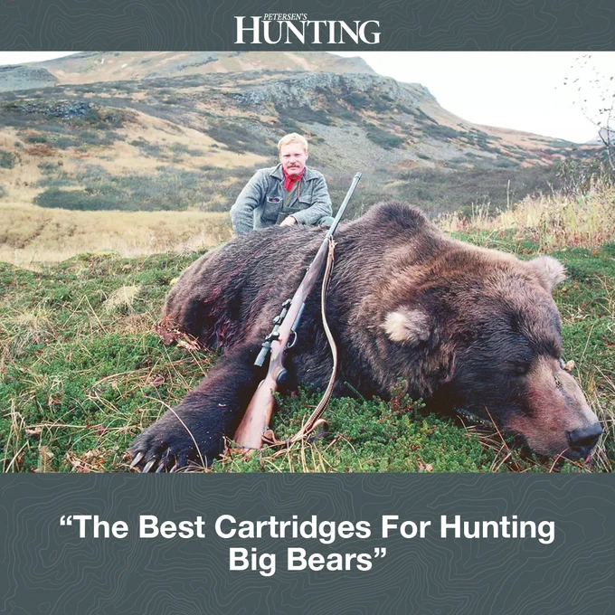 Hunter with large coastal brown bear and rifle