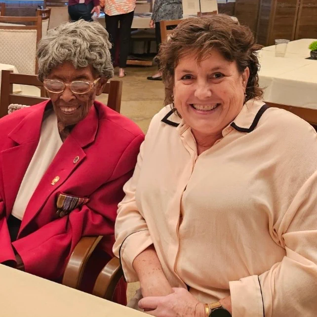 Becky with Maj. Fannie A. Griffin McClendon of the 6888