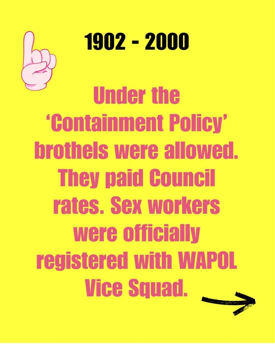 Did you know?

For 98 years under the WA 'Containment Policy' br0thels were permitted in Western Australia!

They paid rates   s3x workers were registered with the Vice Squad of the state police.