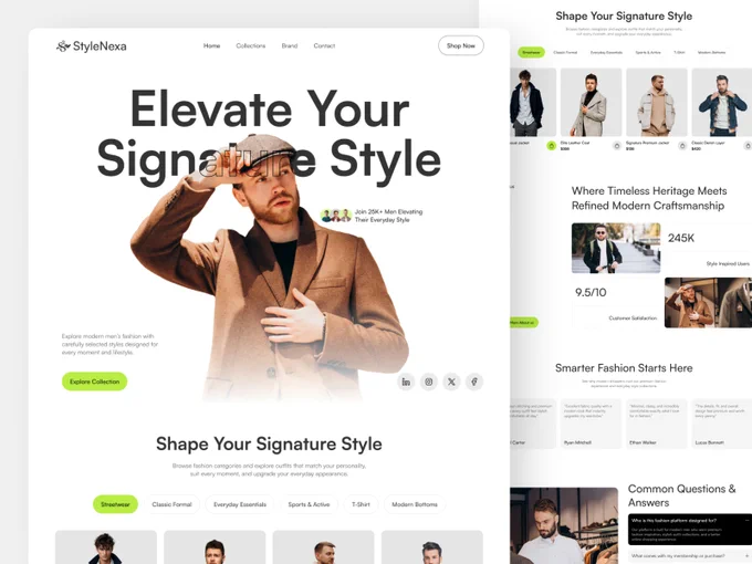 A modern men’s fashion website UI designed with a premium minimalist style and luxury-inspired aesthetic. Featuring bold typography, stylish product showcases, modern layouts, customer reviews, and a seamless shopping experience, perfect for fashion brands and modern e-commerce platforms.

AVAILABLE FOR NEW PROJECT
Feel free to mail me: efatuix@gmail.com
📞 Whatsapp:  8801409008486.

#webdesign #ecommerce #mensfashionlandingpage #fashionwebsite #fashionecommerce #minimalfashionwebsite #websitedesign #fashionbrandwebsite #modernecommerce