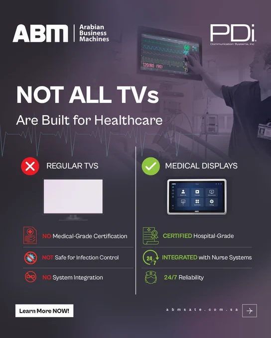 PDI ARM hospital-grade TVs, by ABM