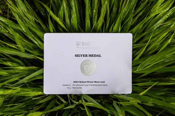 A picture of the silver medal in grass