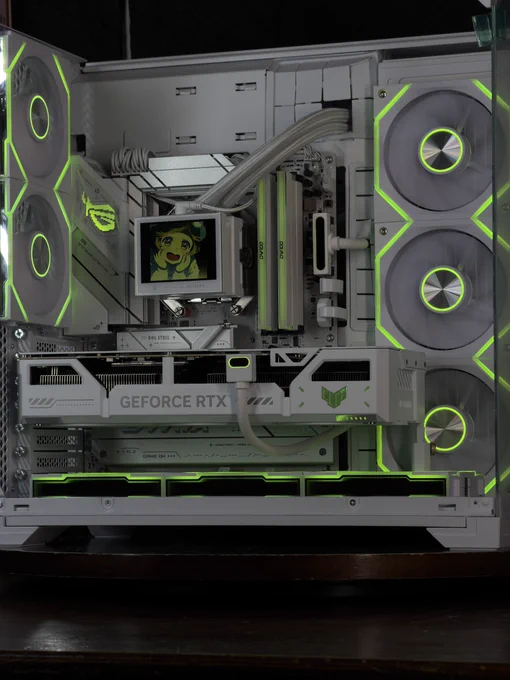 RYZEN 7 9800x3D 

BWIN 32GB 6000MHz CL36 

P310 2TB 7100MB/s 

ASUS ROG STRIX B850-A 

ASUS TUF RTX 5070 TI WHITE 16GB 

CORSAIR RM850e GOLD ATX3.1 

THERMALRGHIT STREAM VISION 360MM LCD 

LIAN LI VISION COMPACT 

WX-1 8x Psc

-

ASIAHORSE 24PIN   12PIN